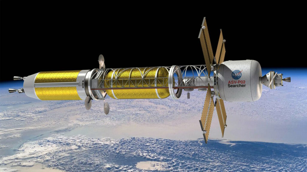 Konzept eines Raumschiffs mit thermischem Nuklearantrieb. Bild: NASA