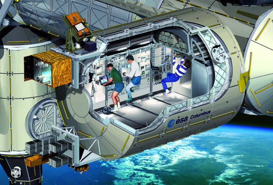 Eine Schnittansicht von „Columbus“, dem europäischen Labormodul der Internationalen Raumstation. Bild: ESA