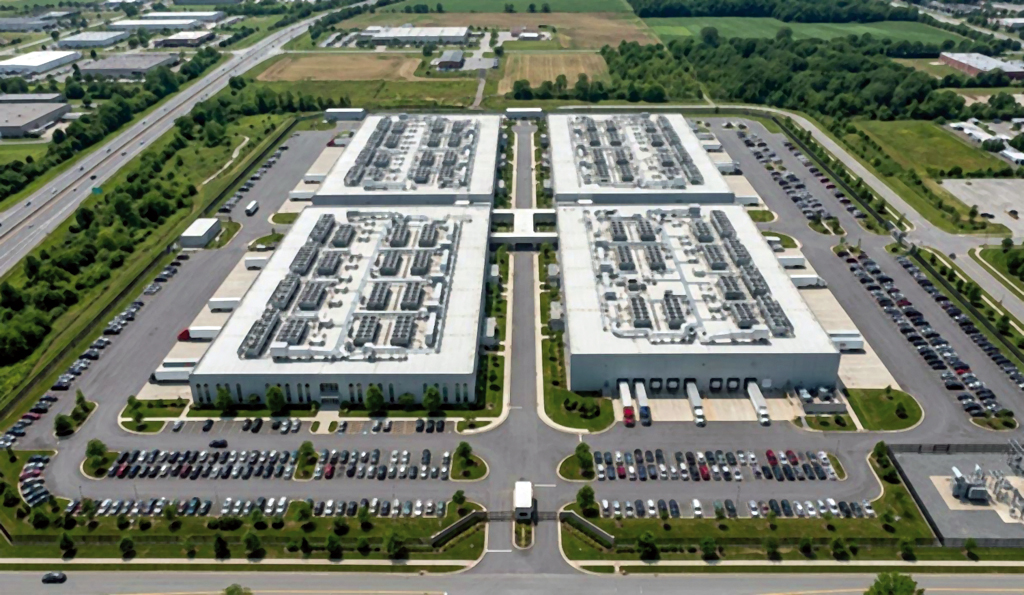 Heutige Rechenzentren sind in riesigen Gebäudekomplexen untergebracht und verbrauchen Unmengen an Energie. Hier ein amerikanisches Zentrum in Reading, Pennsylvania. Bild: Reading PA Data Center