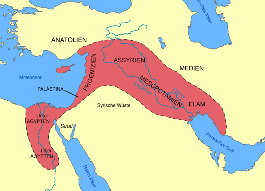 Karte des „Fruchtbaren Halbmondes“, etwa 7500 v. Chr.