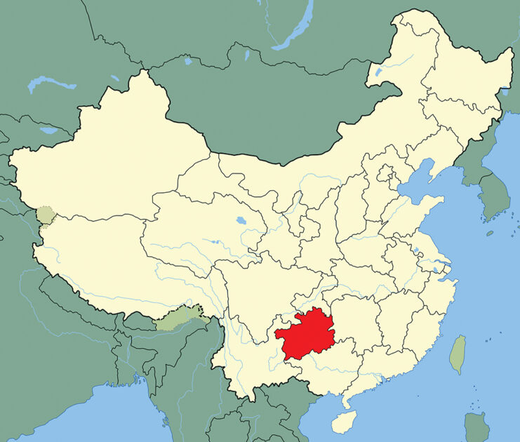 Die Lage der Provinz Guizhou in China. Bild: CC/TUBS
