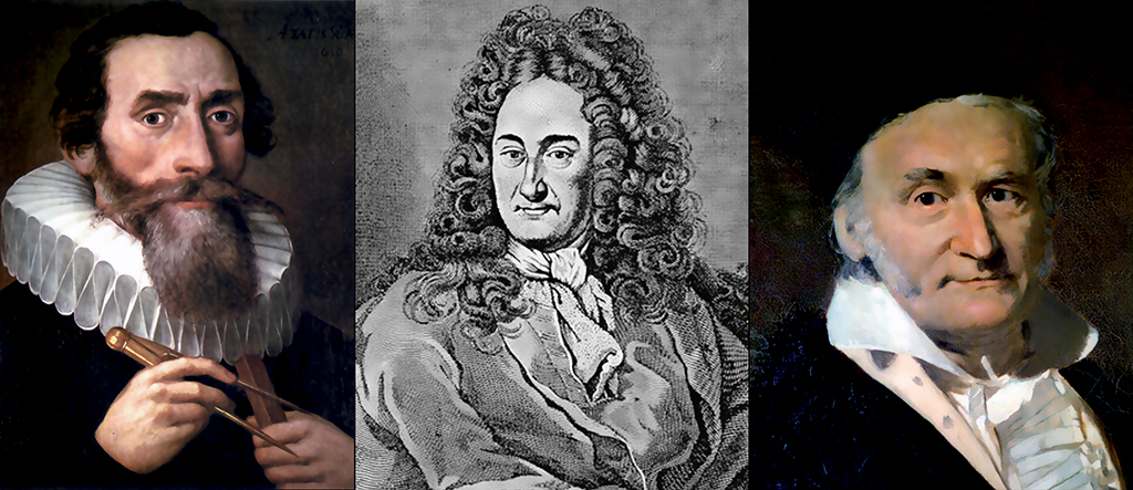 Der schmale Grat der Wissenschaftsentwicklung: Johannes Kepler, Gottfried Leibniz, Carl Friedrich Gauß.