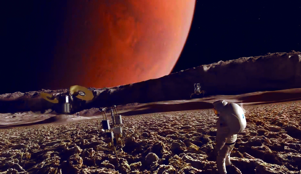 Abbildung 6. Künstlerische Darstellung vom Blick eines Astronauten vom Phobos auf den Mars. Bild: NASA