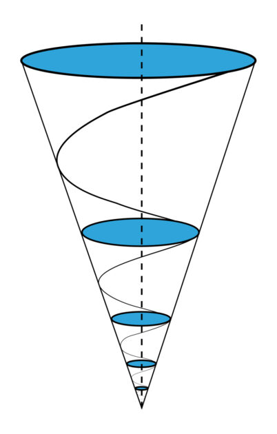 Selbstähnliche Spirale auf der Außenfläche eines Kegels