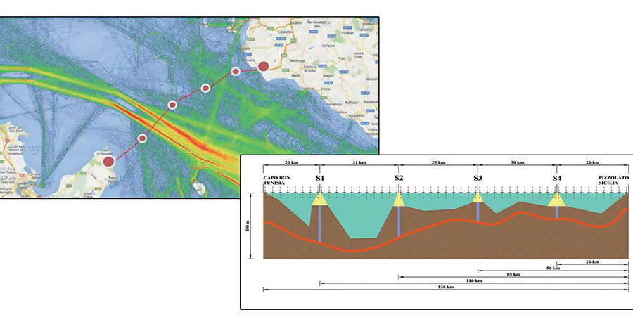 Abbildung 7. Das Projekt TUNeIT beruht auf der Idee, durch eine Reihe von Brücken vom Ausmaß der Messina-Brücke eine 140 km lange feste Verbindung über die Straße von Sizilien zu schaffen. Bild: Prof. Siviero